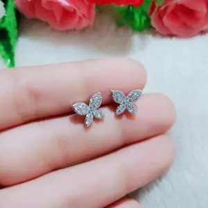 PERHIASAN WANITA ANTING TUSUK SILVER MOTIF KUPU-KUPU CANTIK TERBARU ANTI LUNTUR MEWAH