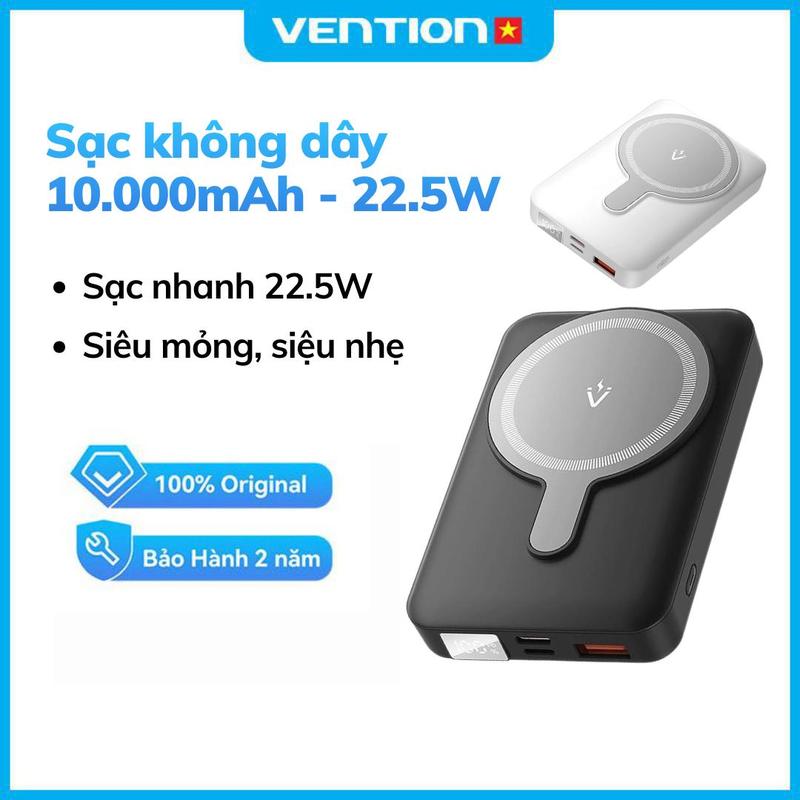 VENTION x Luongtoanthang712 Pin Sạc Dự Phòng Vention 10000mAh 20W Siêu Nhanh 2 Cổng Type-C USB-C Sạc Không Dây & Có Dây Thiết Kế Gọn Nhẹ Chống Trầy Xước Hàng Chính Hãng
