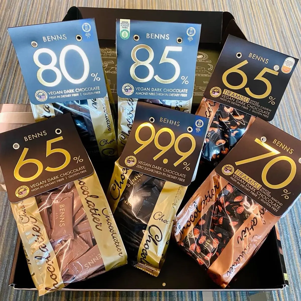 BENNS Vegan Dark Chocolate 99.9% 85% 80% 70% 65% 360G Low Sugar  KETO & NON-KETO