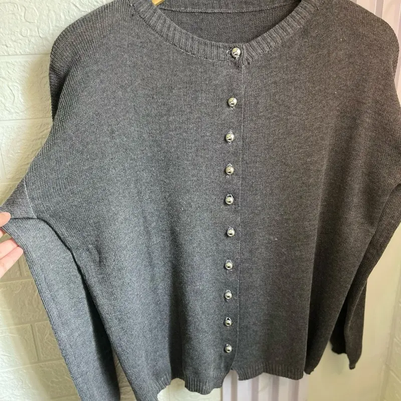 BUTTON CARDIGAN - Knitwear rajut lengan panjang pakaian wanita Kancing Kardigan Outer Baju Atasan Top 3