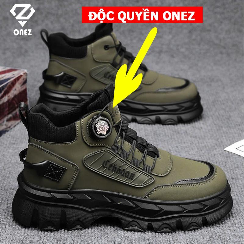 Giày nam cao cổ ONEZ giày boot nam nút vặn đế cao su ZH0631