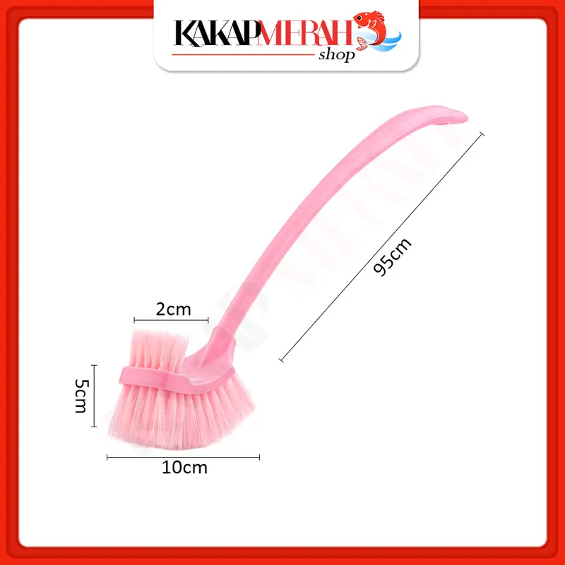 Sikat Kloset Kamar Mandi WC 2 Sisi Gagang Panjang Bulu Plastik Toilet Brush Serbaguna 4