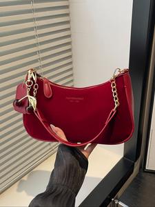 Bolsa cruzada vintage para mujer, correa ajustable, cierre con cremallera, diseño con dije de cereza, accesorio elegante para otoño invierno