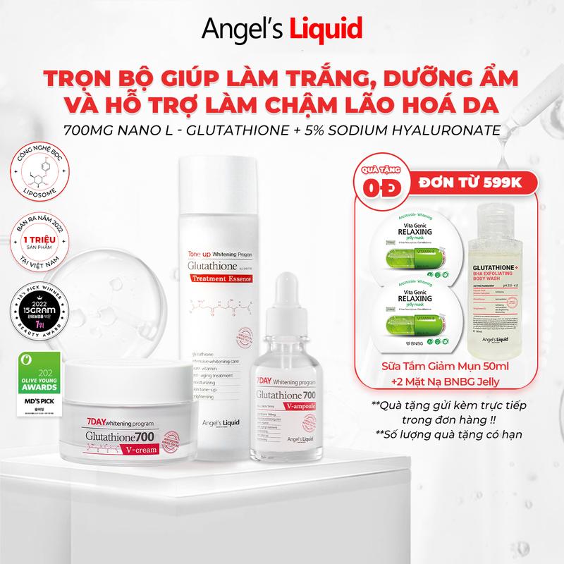 Bộ 3 sản phẩm Nước thần, Serum, Kem Giúp Dưỡng Trắng, Dưỡng Ẩm Chuyên Sâu Angel's Liquid Glutathione + 5% HA