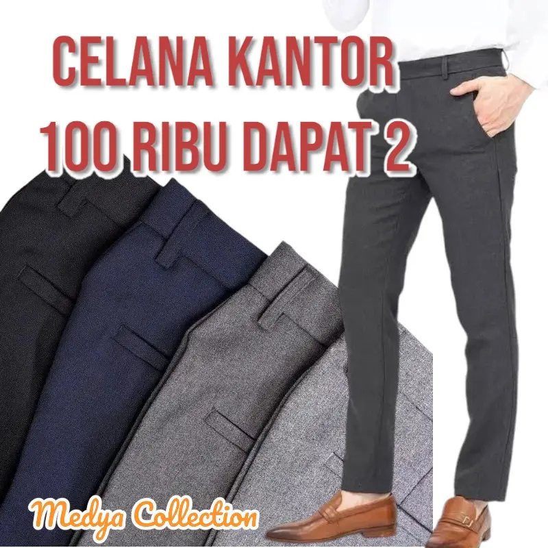 PROMO 100 RIBU DAPAT 2 CELANA KANTOR FORMAL PRIA | KERJA | KOREAN FORMAL SLIM PRIA | CELANA PANJANG BAHAN KASUAL Slimfit