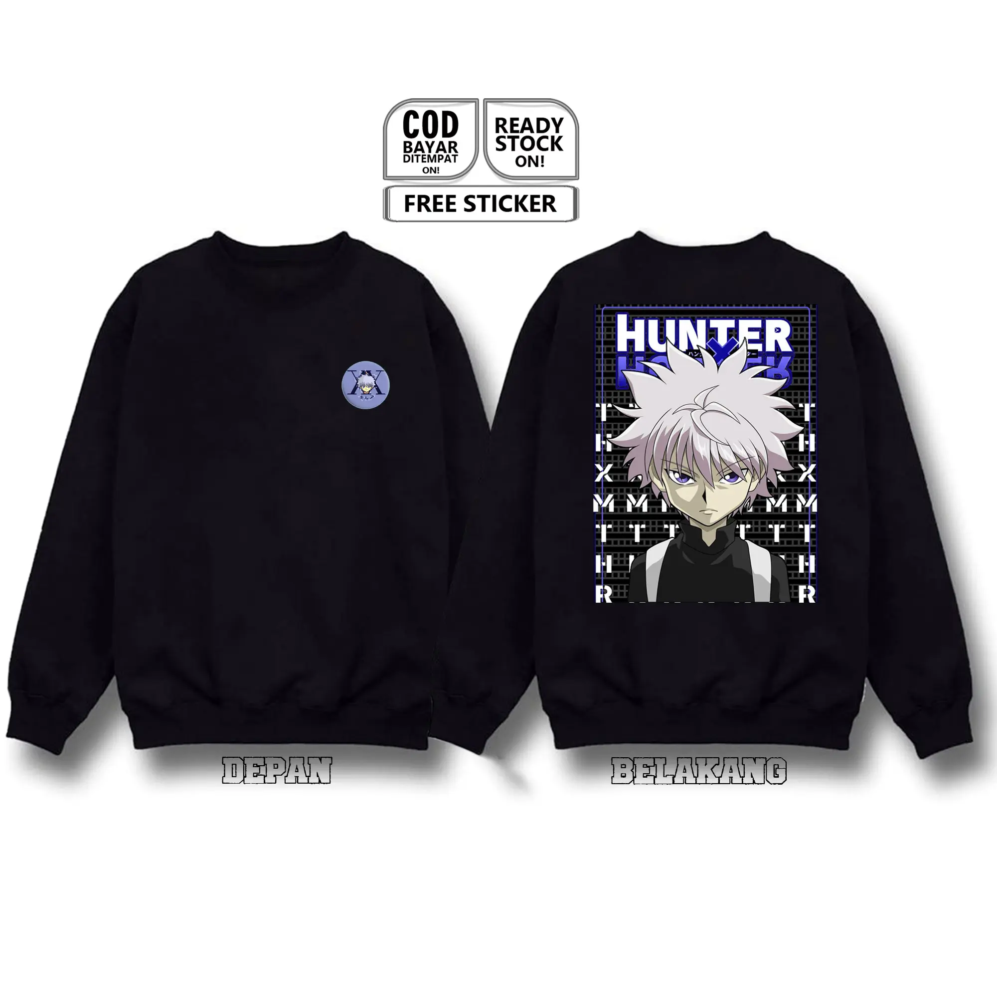 THANKS MOTHER SWEATER CREWNECK KILLUA ZOLDYCK HUNTER X HUNTER GON FREECSS ASSASIN SWEATER ANIME MANGA HISOKA KURAPIKA KARTUN JAPAN CULTURE JAPANESSE ANIMASI JEPANG