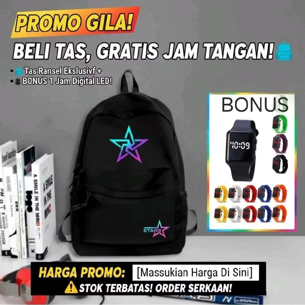 Shilfa  OlShop - Tas Ransel Best seller pria dan wanita ( Starlight biru+ ) Desain simple dan praktis cocok untuk pemakaian sekolah SD,SMP,SMA,Kuliah dan acara formal lainnya
