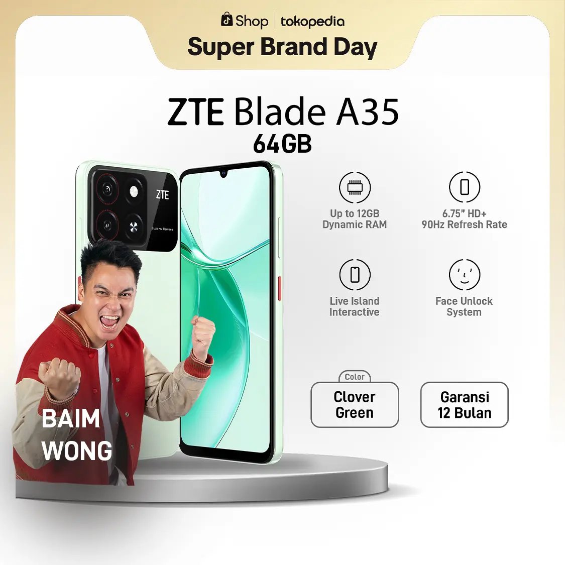 [EXCLUSIVE DISKON BOSQUE]  ZTE Blade A35  6,75" Display FHD RAM 4+8GB ROM 64GB 5.000 mAh Fast Charge Garansi Resmi