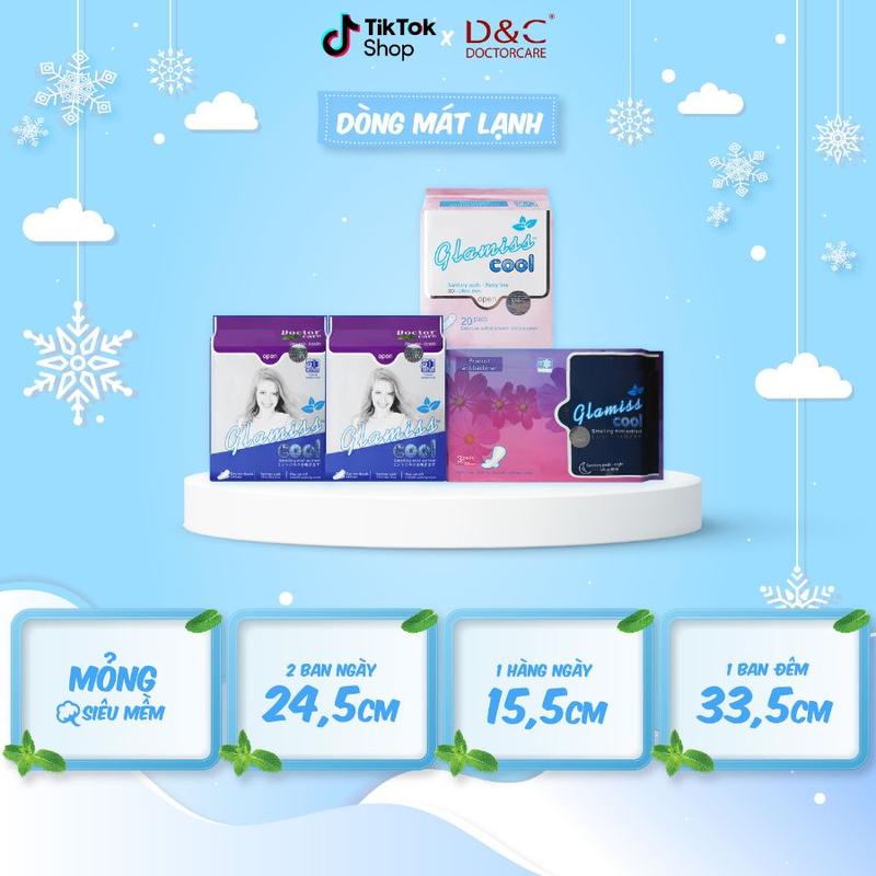  Combo toàn diện Băng vệ sinh Glamiss Cool mát lạnh gồm 2 ban ngày + 1 hàng ngày +1 gói ban đêm  băng vệ sinh mát lạnh  
