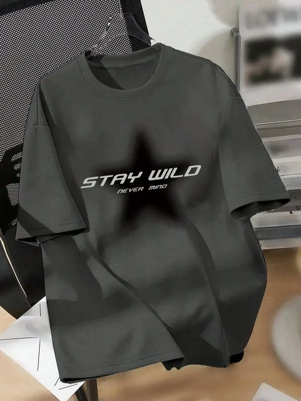 Kaos Oblong Pria Wanita Terbaru STAR STAY ABU I Lengan Pendek dengan DTF Print Kualitas Import 100% Cotton Combed 30s 0