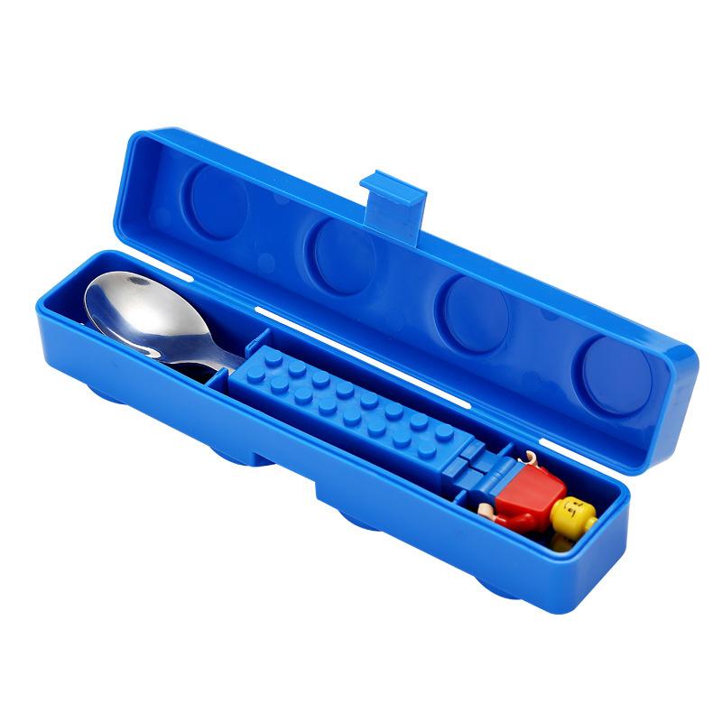 Cartoon Creative Portable Tableware Baby Stainless Steel Tableware Fun Children Assembled Building Blocks Fork Spoon Set Portable Tableware 5