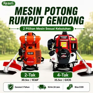 REAIM Mesin Potong Rumput Gendong 2 Tak 4 Tak  Brush Cutter Bensin Mesin Babat Rumput Untuk Kebun Pertanian Desain Bantalan Punggung Nyaman Tidak Pegal Dipakai Seharian Garansi Resmi 3 Tahun COD Seluruh Indonesia