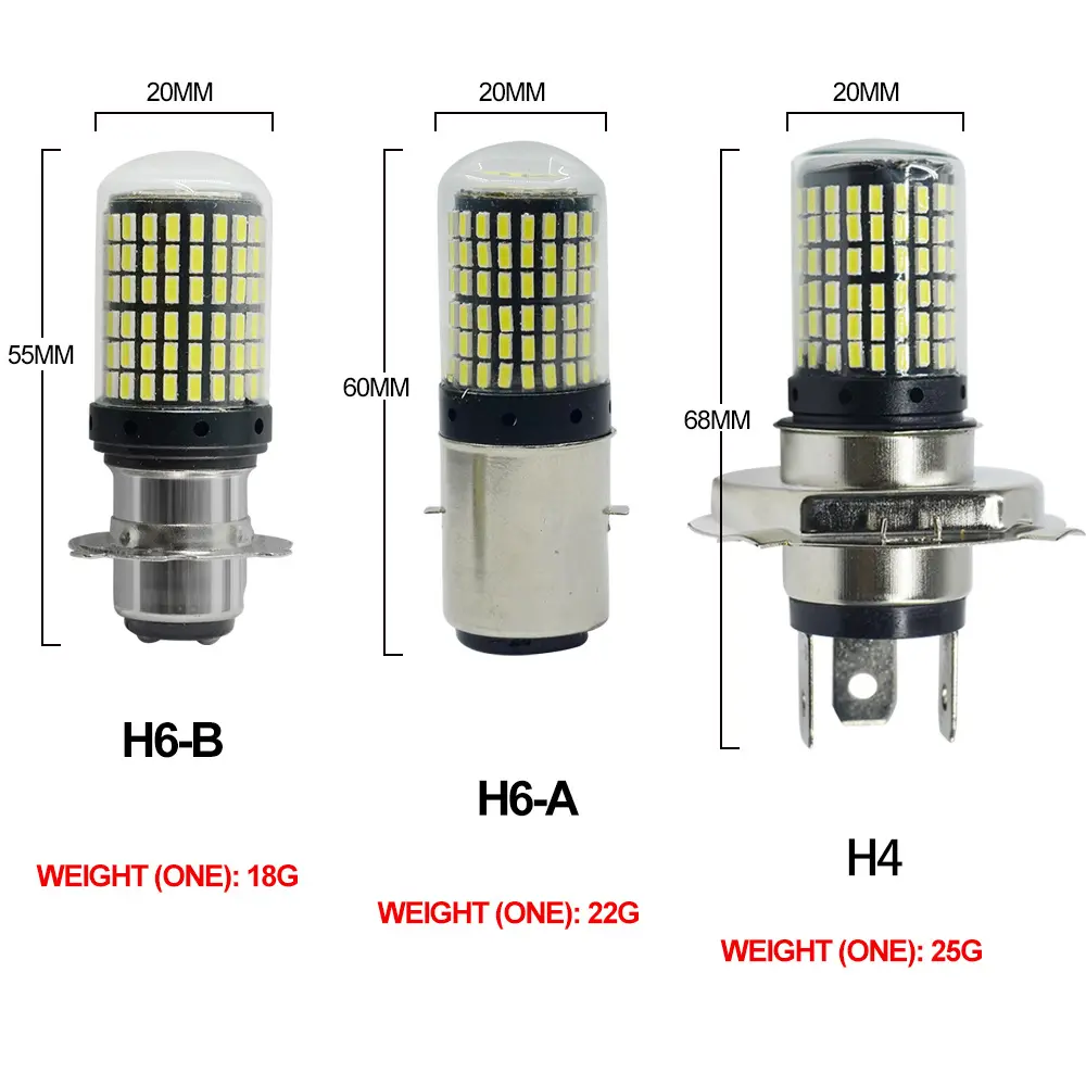1pc P15D H4 BA20D H6 LED Motorcycle Headlight 3014 144SMD White Hi Lo Beam Lens Fog Lamp for Motobike Scooter Running Light 6000k 12V