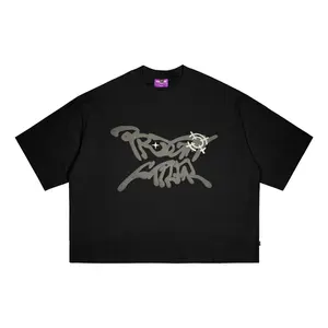 T-Shirt | Boxy Fit | Burnout Puff ink | Black | Paradigm Capital