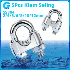 5Pcs Klem Seling 2/4/5/6/8/10/12mm Stainless Penjepit Ketapel Slingshot Klem Sling Clamp Anti Karat utk Tali Kawat Baja Kabel Seling Besi Wiremesh Clamp Sling Untuk Tali Kawat Baja Kabel Seling Besi Wiremesh