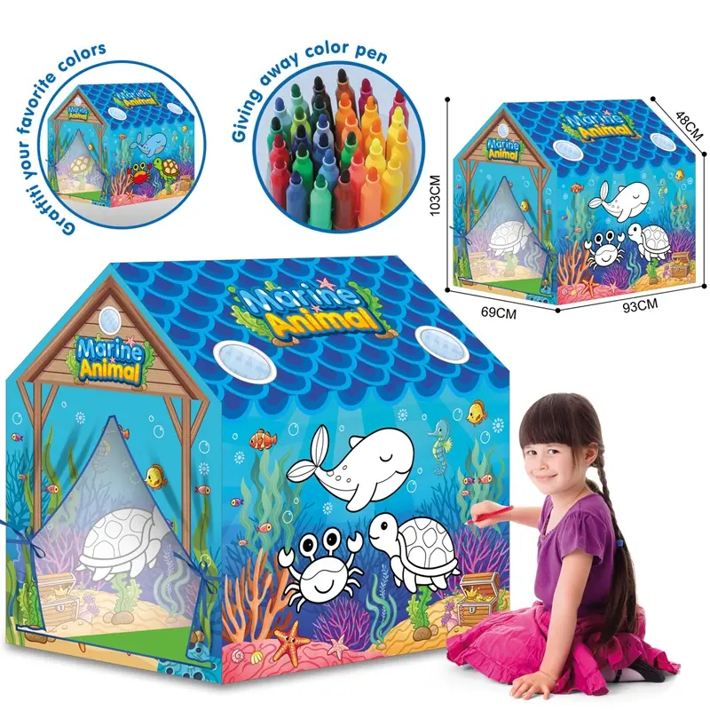 rumah bermain hewan laut + pena cat air