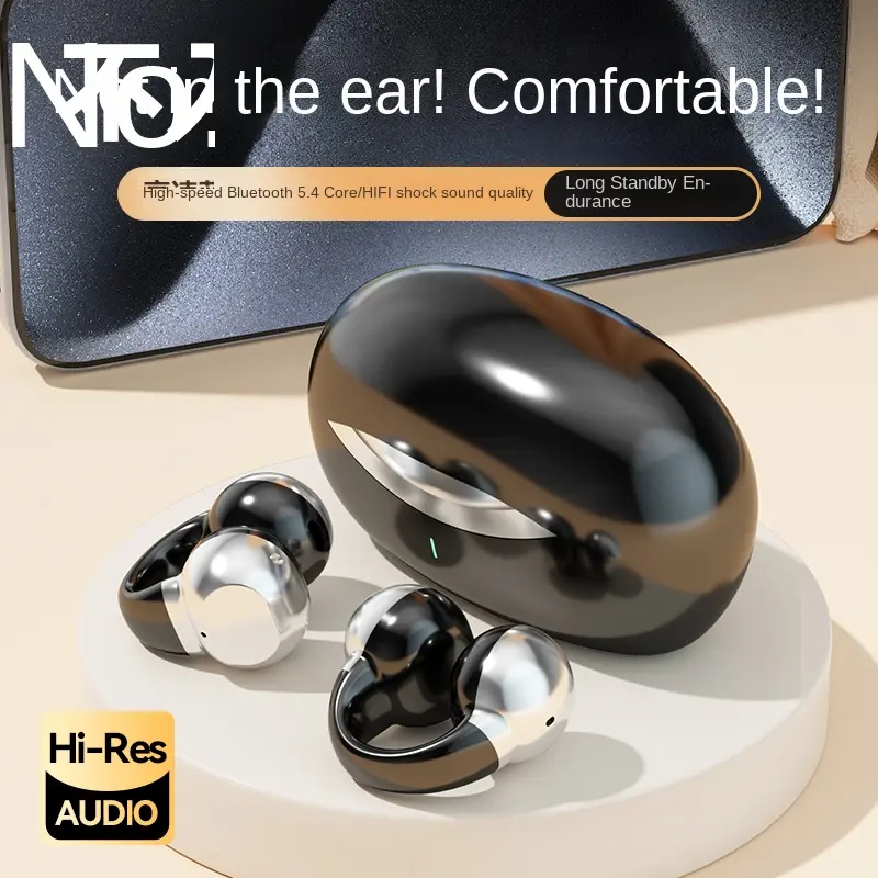 2025 New bone conduction ear clip wireless Bluetooth headset sports long life intelligent call noise reduction Audio Electronic Earbud