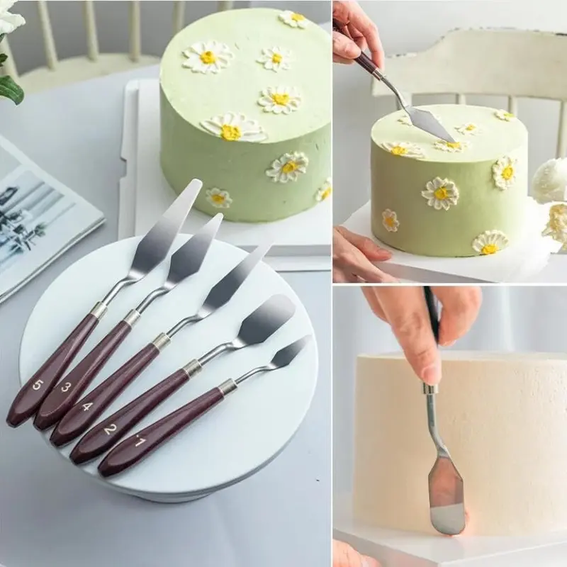 Pisau palet set 5 spatula palet alat hias cake alat lukis kue Kitchenware 0