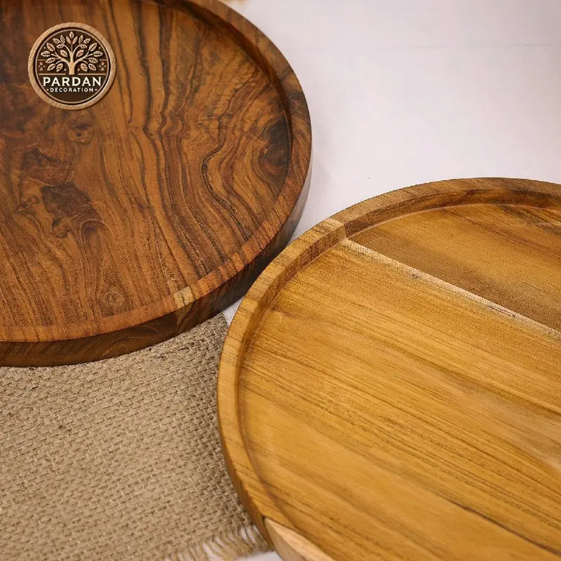 Coaster / Tatatakn Kayu Jati Aesthetic Bulat 30cm - Napan Kayu Foodgrade - Dapur nampan tatakan 2