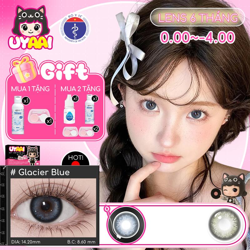 【Số đo 0-4 | Mua 1 tặng Gifts Glacier series Kính áp tròng UYAAI 1 cặp 14,2mm Xanh Băng Xám Xanh 5-HT 6 tháng Lens đường kính nhỏ trang điểm Châu Á không khóa viền
