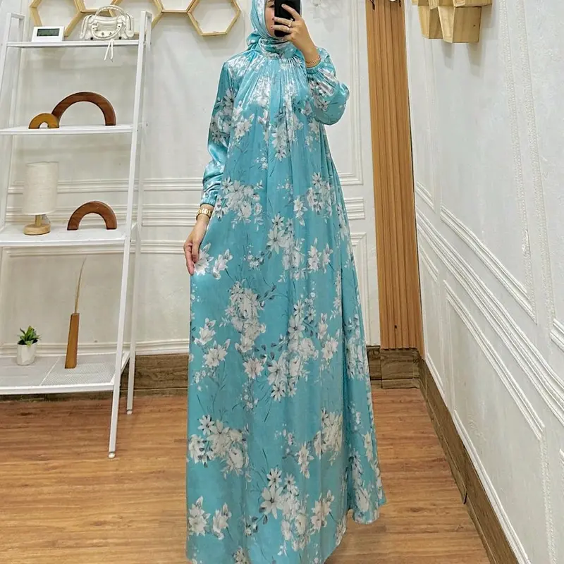 Gamis set Hijab shimmer printing 3