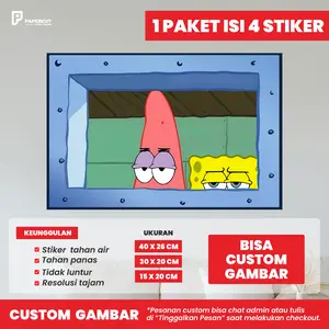 POSTER JENDELA KRUSTY KRAB PATRICK DAN SPONGEBOB MENGINTIP SPONGEBOB VINYL WALL DECORATION