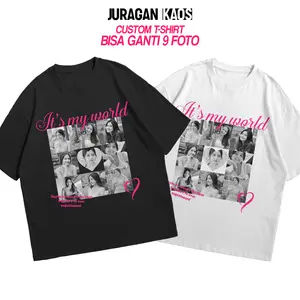 Juragan Kaos T-shirt Custom Foto It's My World Kaos Custom Bisa Ganti 9 Foto T-shirt 24s Kaos Bucin Couple T-shirt Rekomendasi Kado Untuk Pacar