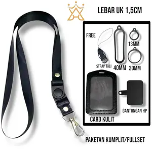 Lanyard Gantungan Poliester Polos Hitam Lebar UK 1,5cm Bisa Untuk Gantungan Kunci,Hp , Perlengkapan sekolah/Kantor Dll Multifungsi iphone