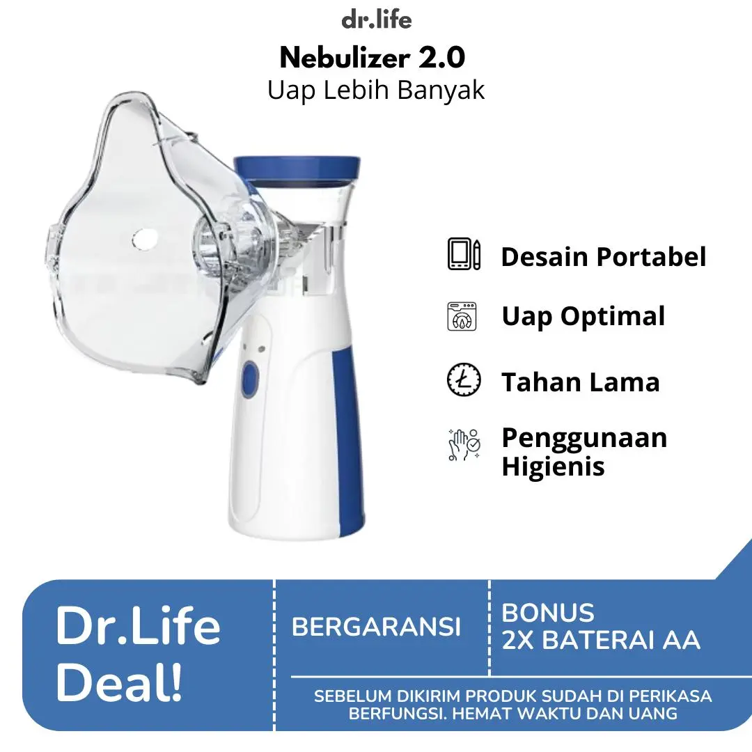 Dr.Life Nebulizer Terapi Pernapasan Dual Power Supply untuk