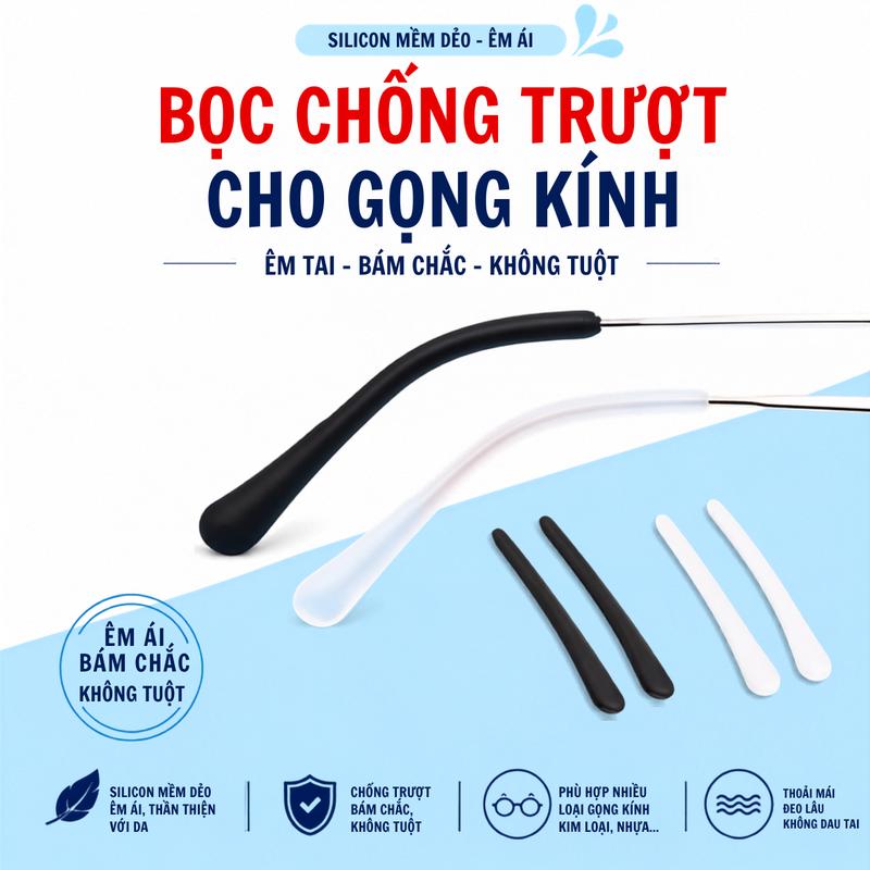 Đệm Bọc Càng Kính Êm Tai Silicon Chống Trượt- Đệm bảo vệ đuôi chân mắt kính silicon dành cho kính kim loại giúp êm tai