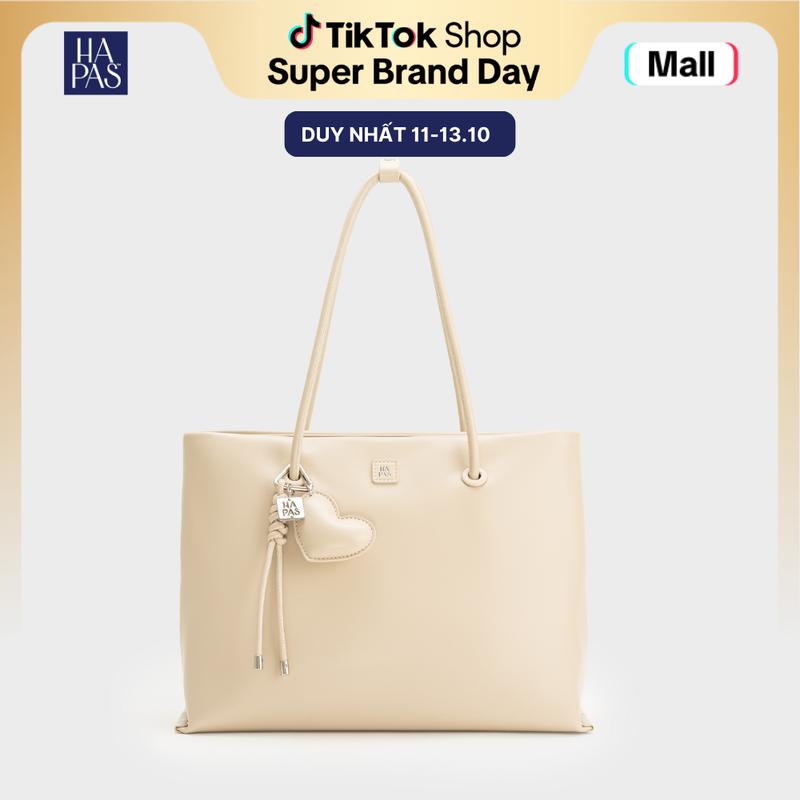 Túi Tote Nữ Quai Tròn Hearty HAPAS Size 35 - Túi Da Cao Cấp Tặng Kèm Phụ Kèm Charm