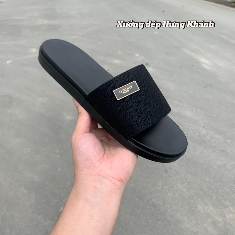[ Khâu Đế chắc chắn ] Dép nam da sít nhăn mác Luxury cao cấp, Đế kép 2 lớp. Dép Lê Quai Ngang Đế Bằng Len Sandal Đồng