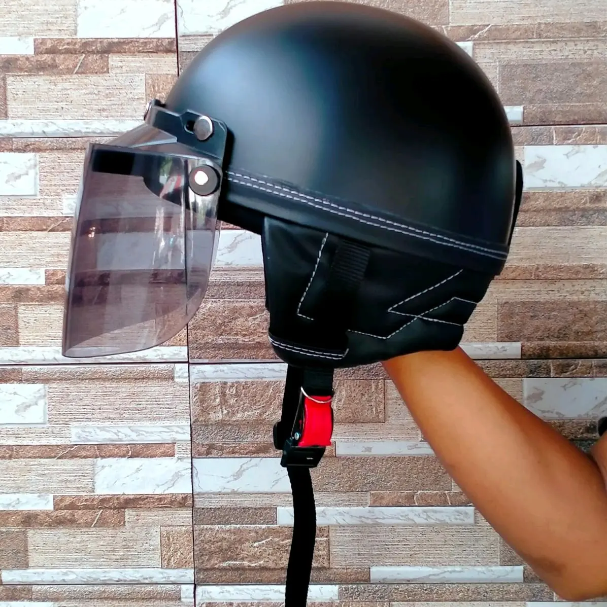 helm chip dewasa custem kaca datar