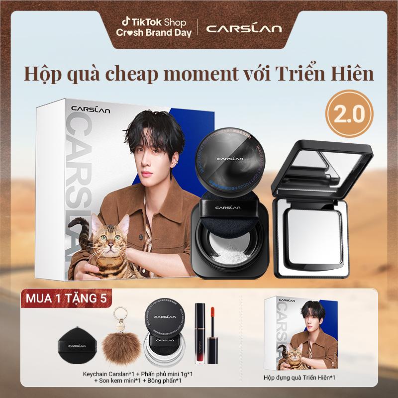  【COMBO Phấn phủ Black Magnet Carslan 2.0+Phấn nén Black Magnet Carslan 2.0+ MUA 1 TẶNG 5  Hộp đựng quà Triển Hiên*1 Keychain Carslan*1 Phấn phủ mini 1g*1 Son kem mini*1 Bông phấn*1 