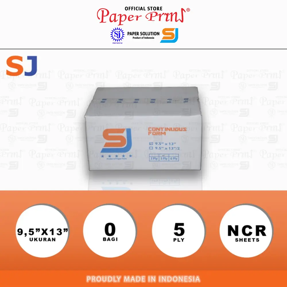 SJ Orange Kertas Continuous Form 5PLY NCR Folio 9,5" x 13"
