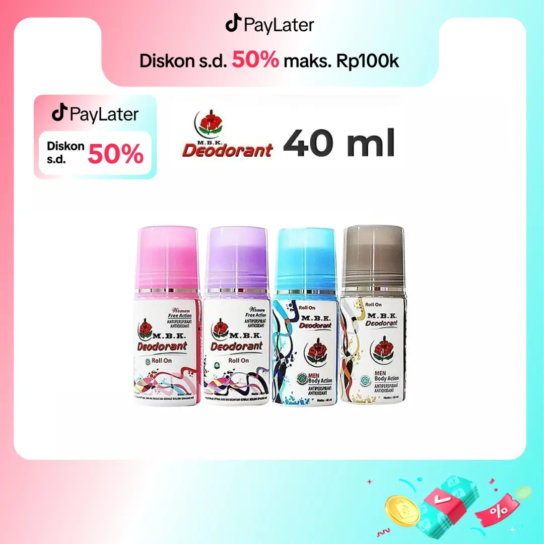 M.B.K Deodorant Roll On | Netto 40 ml | Deodoran MBK Penghilang Bau badan