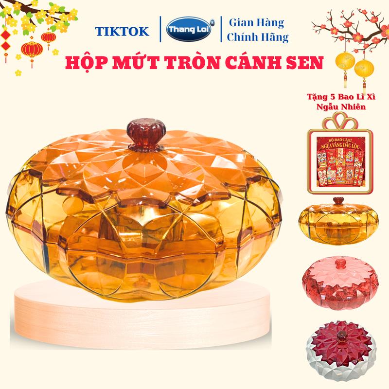  Hộp Đựng Mứt Tết Tròn Cánh Sen Nhựa Thắng Lợi Chống Bụi khaydung  muttet khay  banh khay  keo hop  dung 
