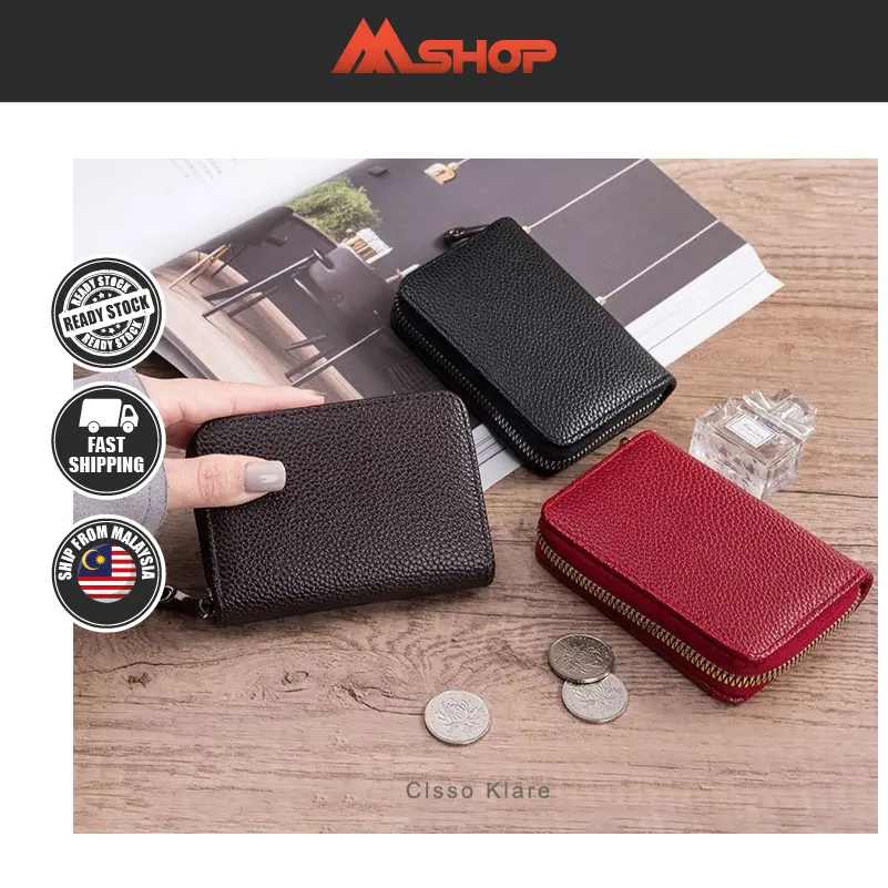 M^Shop Leather Credit Card Wallet Card Holder Wallet Women Men ATM ID Card Case Coin Purse Leather Zip Wallets Bags Dompet