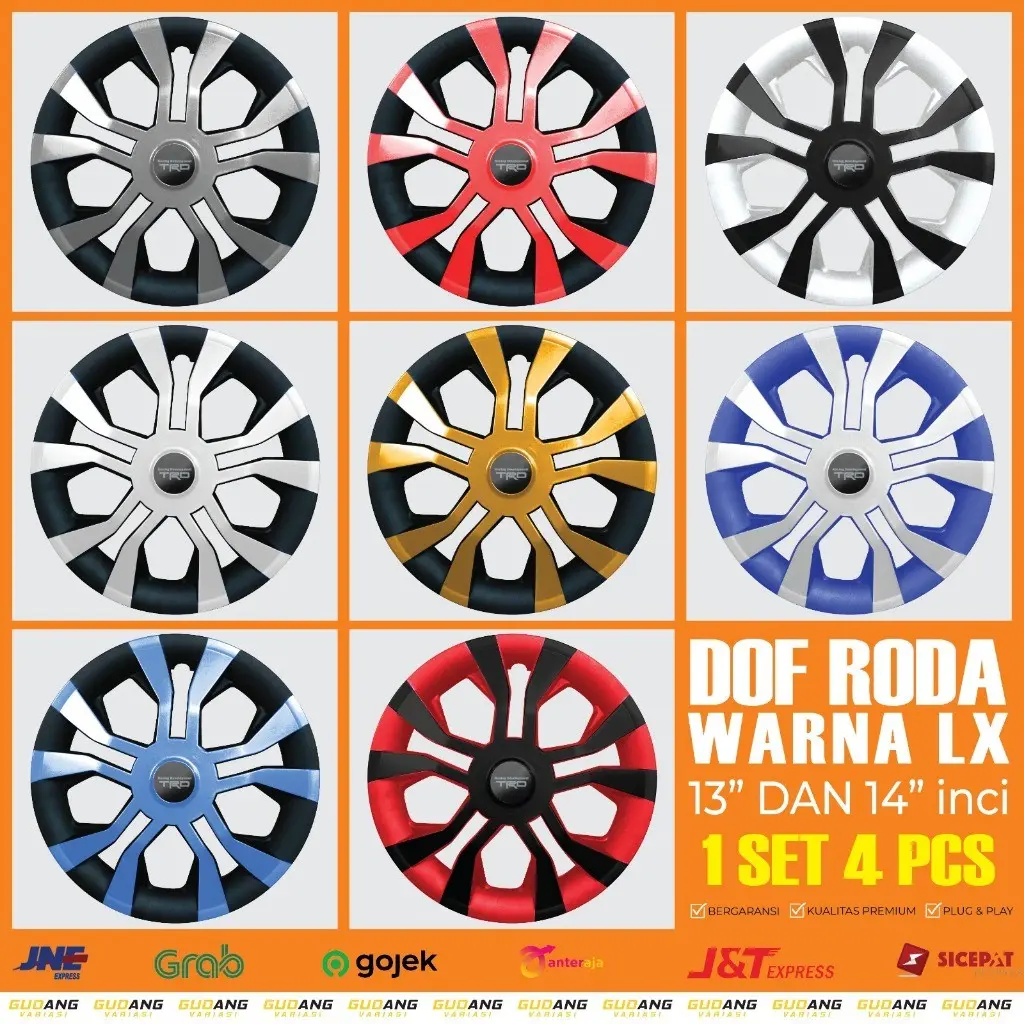 Cover Dop Roda Mobil Warna Model LX Ring 13 Inch & 14 Inch