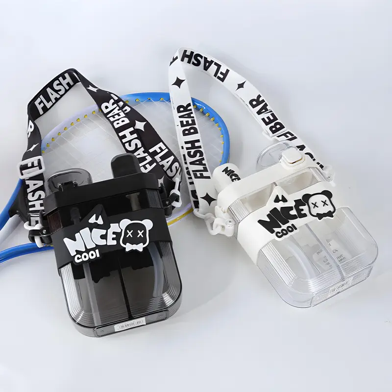 Botol Minum Duet Anak 2 in 1 Couple Bottle 620 ml Nice Cool Bear Tali Kitchenware Water 5