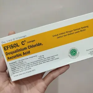 EFISOL-C Strip 10 tablet hisap sariawan bau mulut sakit tenggorokan