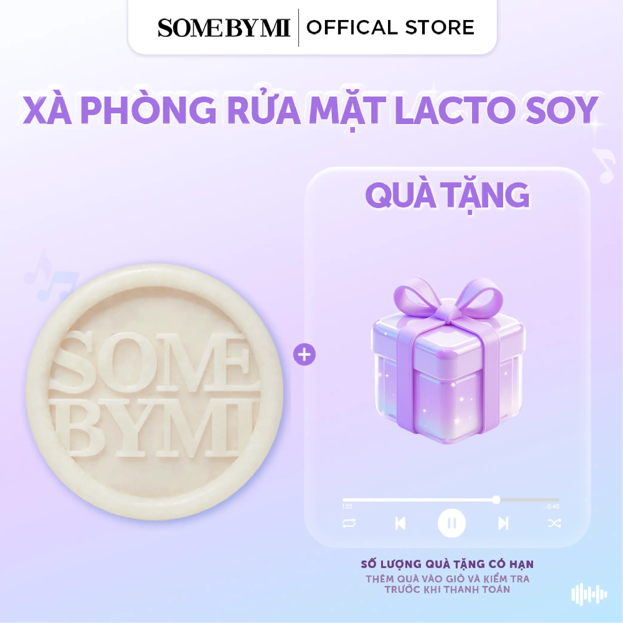 Some By Mi Xà phòng rửa mặt đậu nành LACTO SOY LOW pH MORNING CLEANSING BAR 90G