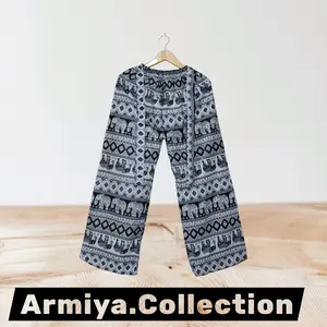 Celana Kulot Gajah Baru Motif Hitam Putih Panjang Wanita Cowok Rayon