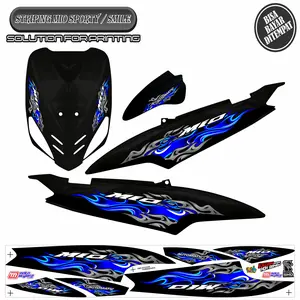 STRIPING VARIASI STICKER YAMAHA MIO SPORTY / MIO SMILE MOTIF API TERLARIS TERBARU KEREN SIMPLE MURAH Motorcycle