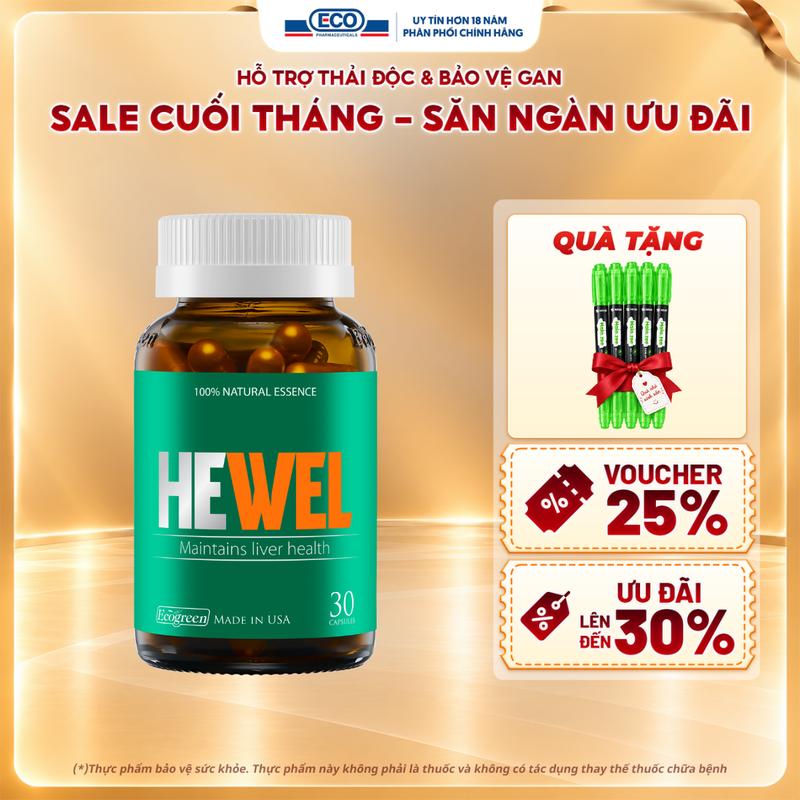 Hewel Viên Uống Bảo Vệ Gan Ecogreen 30 Viên Hỗ Trợ Thải Độc & Tiêu Hóa Chất Lượng Mỹ #giaidocgan #thaidocgan