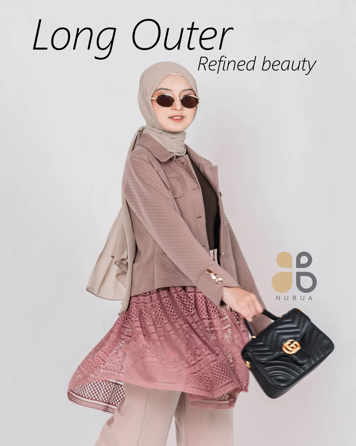 (100 Ori) Jaket Muslimah Panjang Haruka by NUBUA – Outer Premium Elegan dengan Malika Lace
