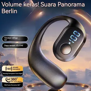 Headphone Bluetooth nirkabel dengan mikrofon bass tahan air pengurangan kebisingan rendah latensi headphone satu telinga