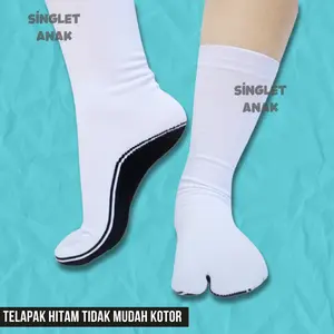Kaoskaki 6 Pasang Kaos Kaki Anak Sekolah Jempol Putih Telapak Hitam Panjang Sebetis Lembut dan Nyaman Dugunakan Bahan Nylon Nilon Spandex SD SMP SMA
