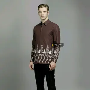 EXPLORA.ID MOTIF ASTASENA BURGUNDY Batik pria modern Burgundy full furing katun halus terbaru