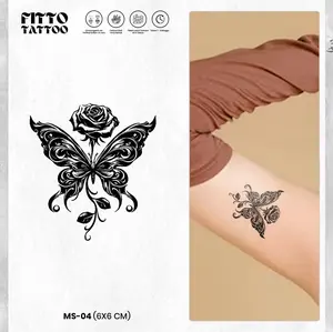 FITTO TATTOO Stiker Tato Temporar Premium Kecil Semi Permanen GZX-060 kupu-kupu 7x12 cm Waterproof Tahan Air & Sabun